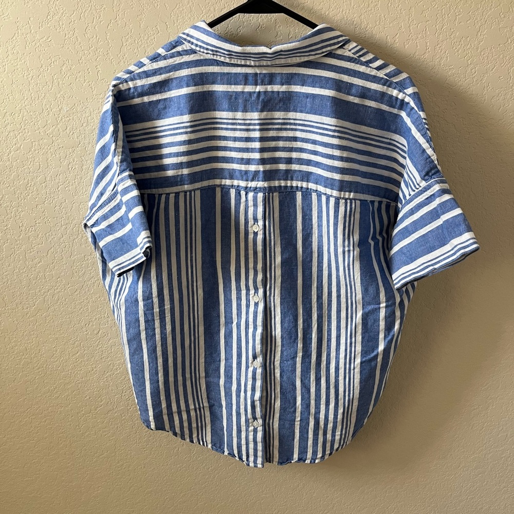 Madewell Women’s Courier Button-Back Shirt XS Hinsdale Stripe Blue White Top - Picture 7 of 13